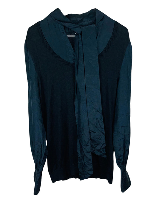 BLACK TIE NECK TOP MEDIUM