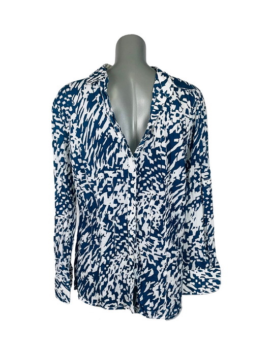 BLUE AND WHITE VERSE BLOUSE XL