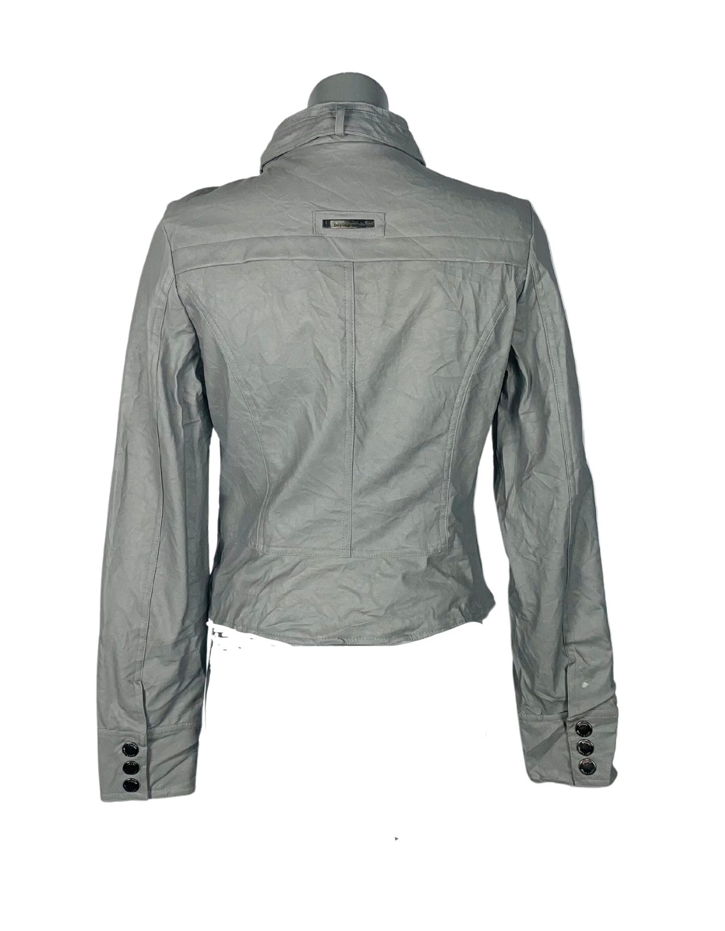 GREY LEATHER JACKET OUTERWEAR MEDIUM