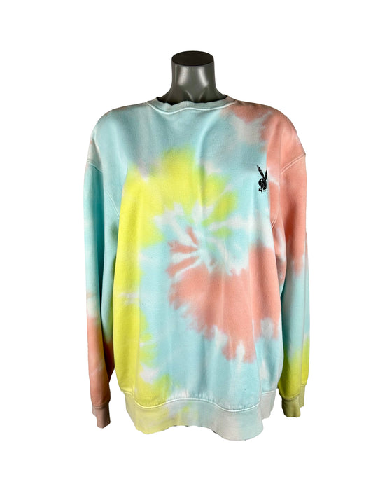 PLAYBOY X MISSGUIDED PULLOVER TIE DYE JUMPER MEDIUM