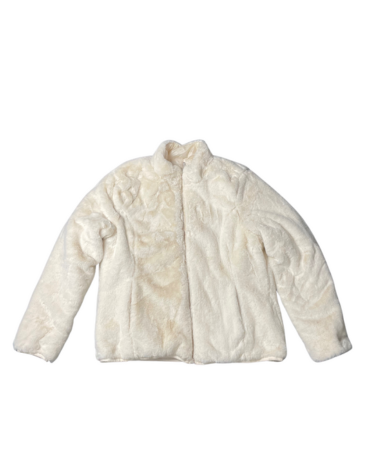 WHITE FLUFFY JACKET SIZE 12