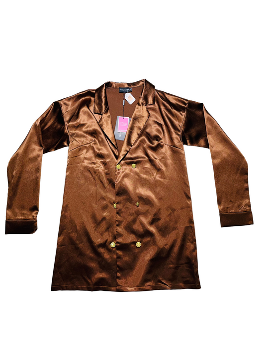 BROWN PRETTY LITTLE THING BUTTON BLAZER SIZE 12