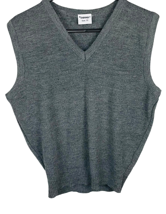 GREY BANNER SWEATER VEST MEDIUM