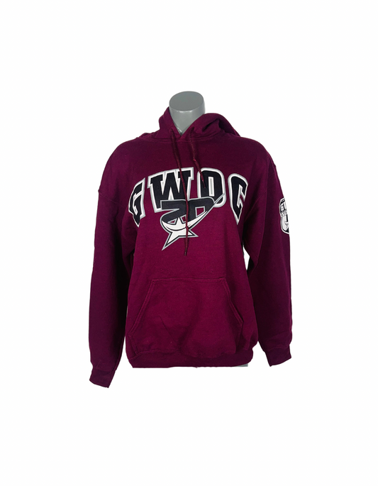 BURGUNDY SPORTS LOGO HOODIE