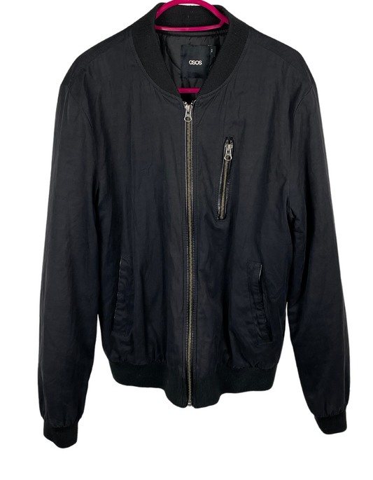 BLACK ASOS BOMBER JACKET SMALL