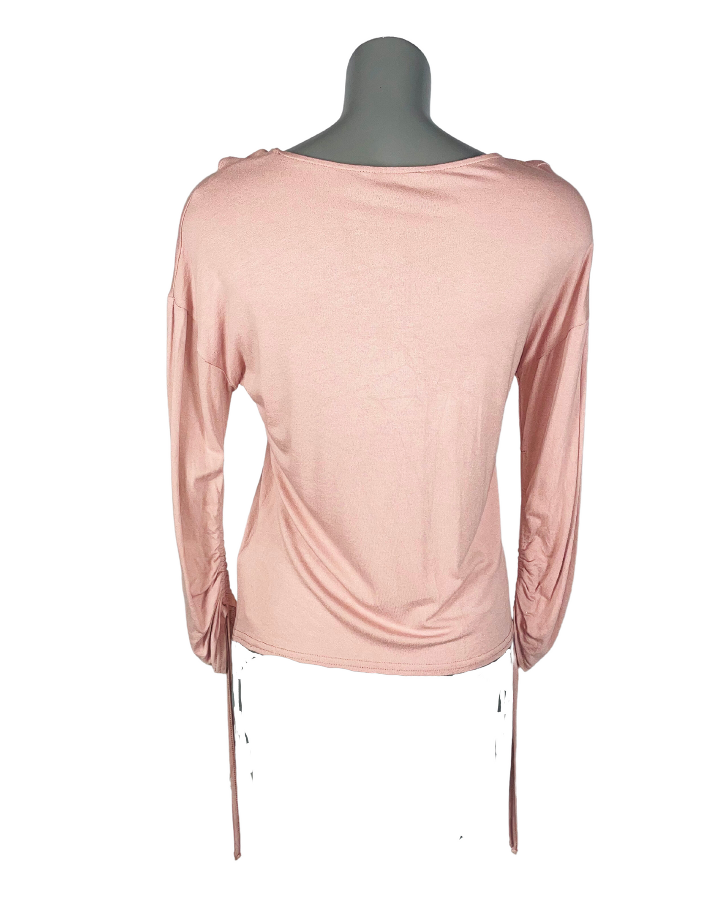 PINK NEW LOOK RUCHED SLEEVE TOP SIZE 10