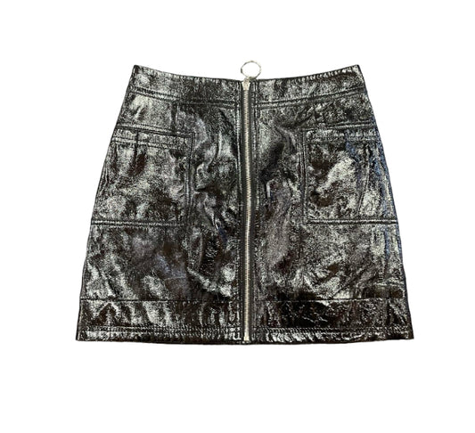 BLACK PU PLEATHER SHINY MINI SKIRT - 6