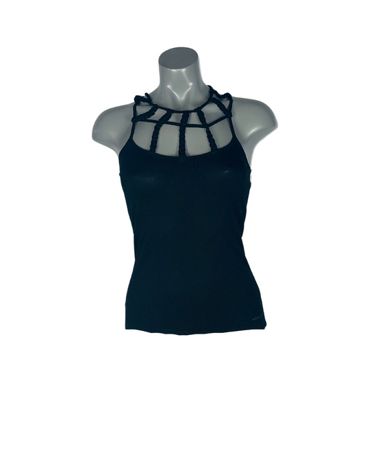 BLACK VEST TOP SIZE 10