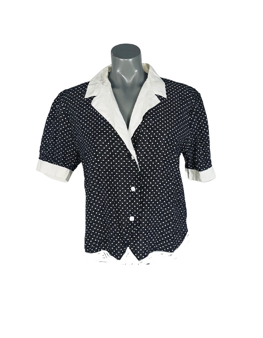 BLACK AND WHITE BLOUSE LARGE