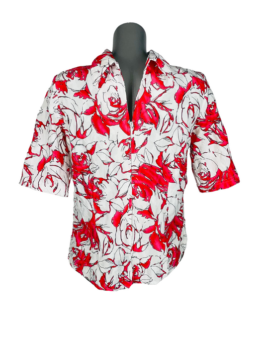 WHITE AND RED BLOUSE SMALL