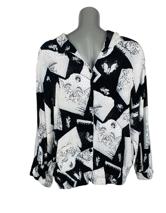 BLACK AND WHITE BLOUSE XXL