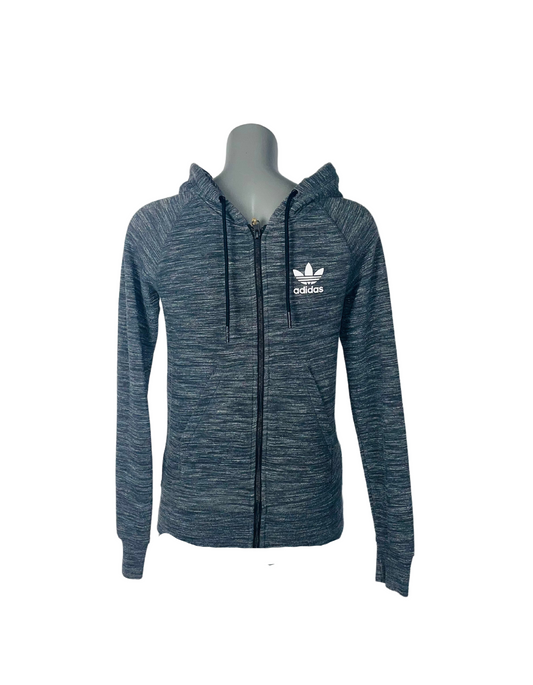 GREY ADIDAS HOODED JACKET SIZE 6
