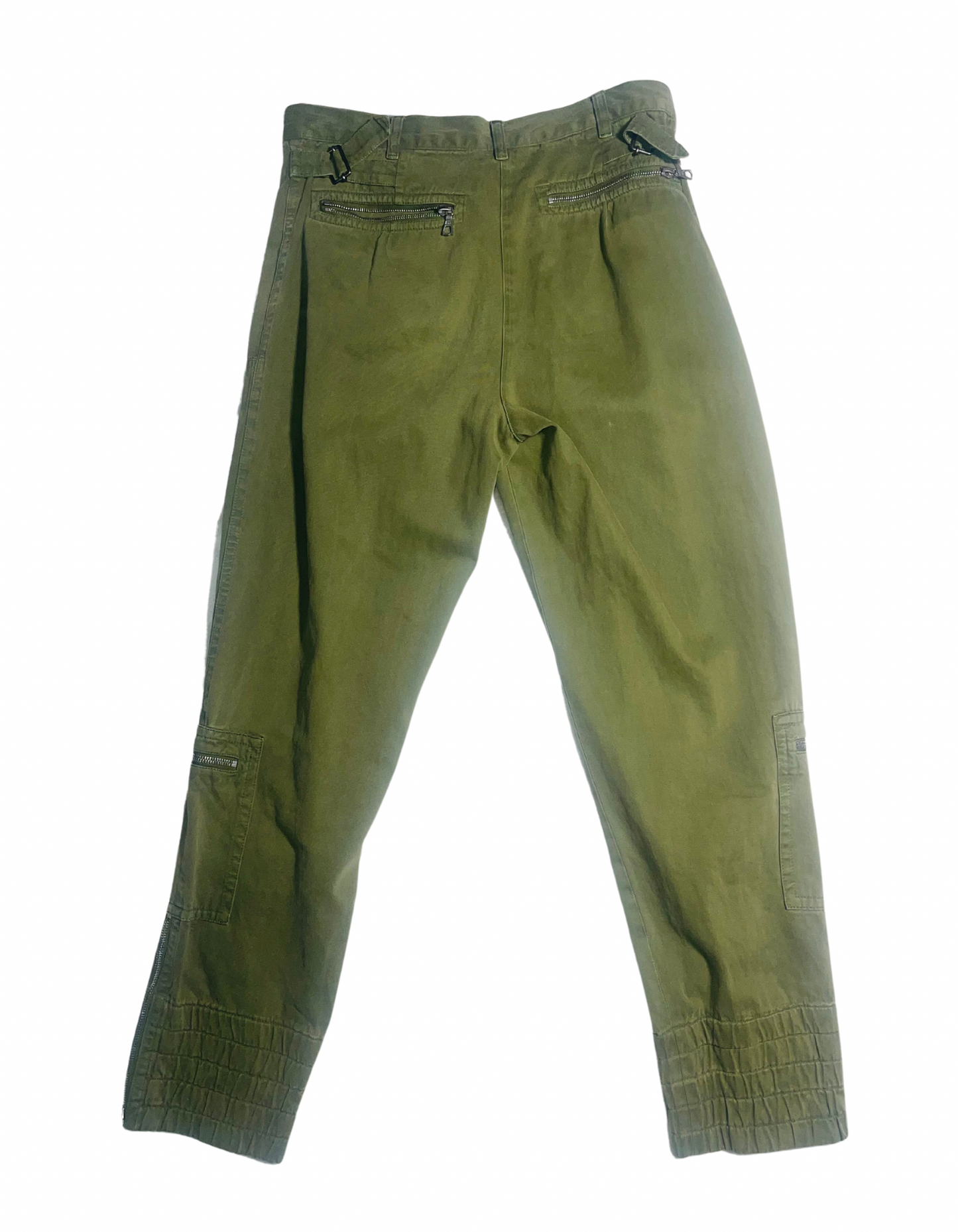 KHAKI CUFFED CARGO TROUSERS (W-30”)(L-28”)