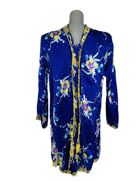 PURPLE FLOWER PATTERN BLOUSE LARGE
