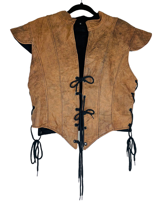 GENUINE LEATHER GILET BROWN SMALL
