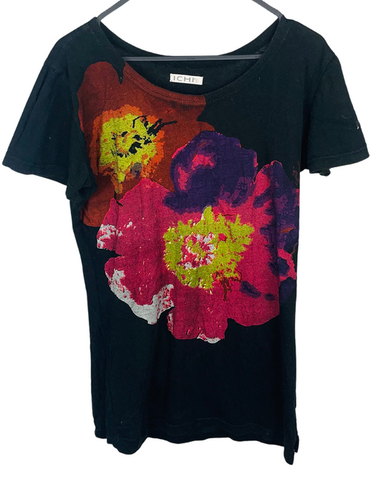 FLOWER PRINT ICHI T-SHIRT LARGE
