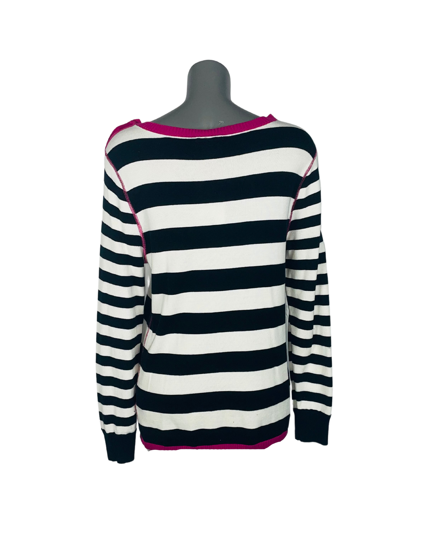 TOMMY HILFIGER BLACK, WHITE, PINK SWEATER LARGE