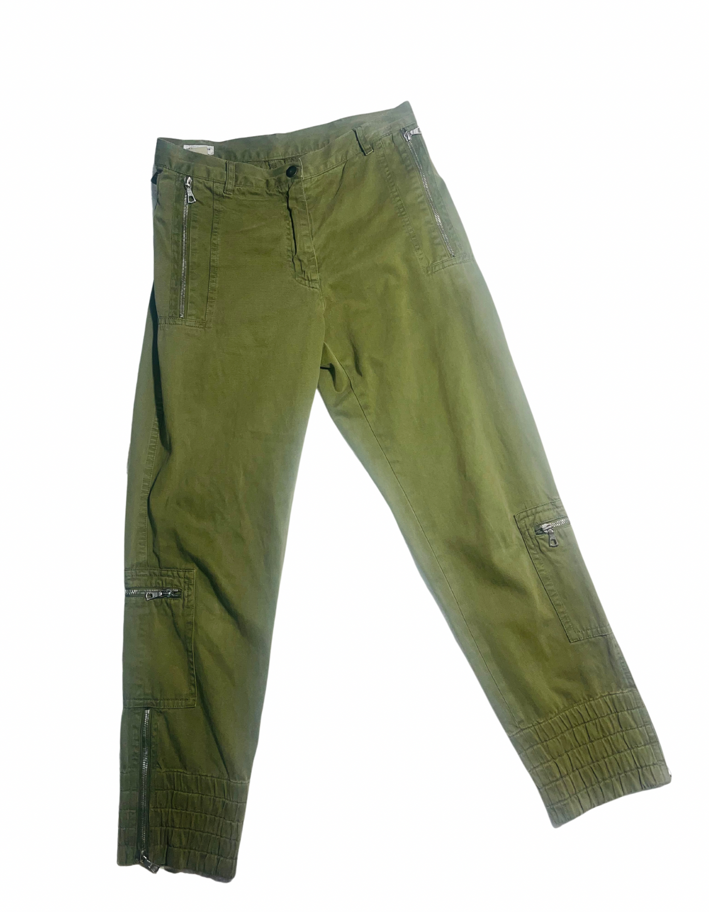 KHAKI CUFFED CARGO TROUSERS (W-30”)(L-28”)