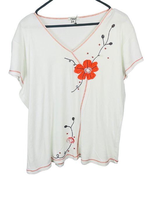 WHITE, ORANGE T-SHIRT XL