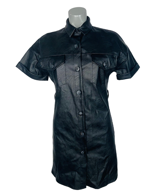 BLACK LEATHER TYPE DRESS MEDIUM