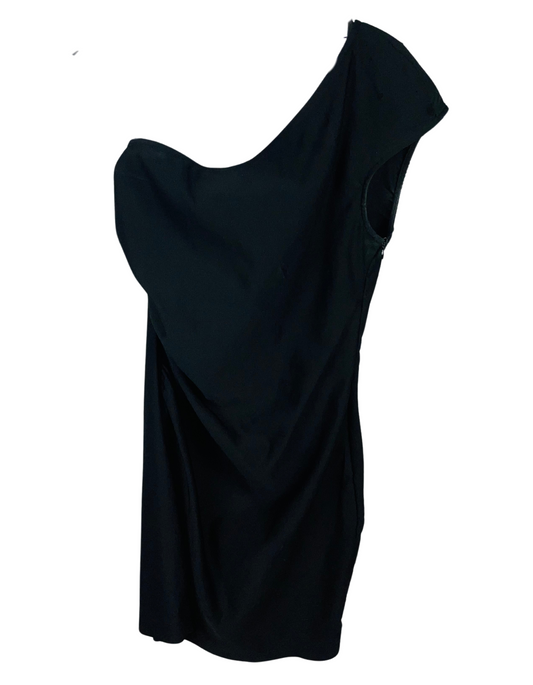BLACK ONE SHOULDER TRF DRESS MEDIUM