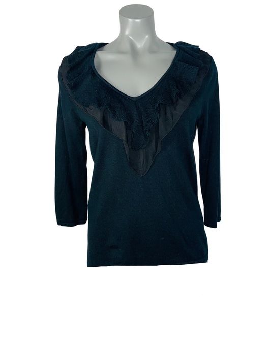 BLACK FRILLY CHAPS TOP MEDIUM