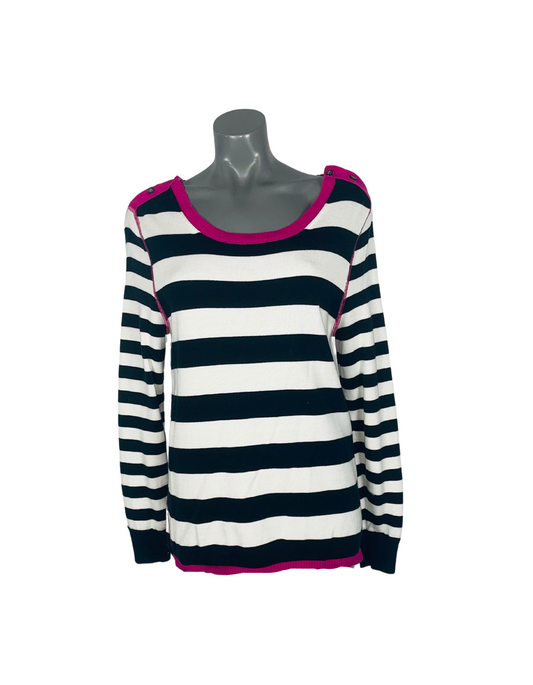 TOMMY HILFIGER BLACK, WHITE, PINK SWEATER LARGE
