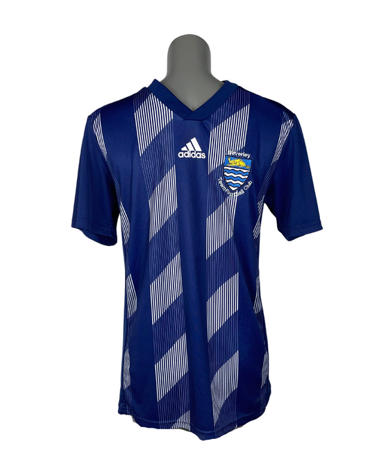 BLUE ADIDAS FOOTBALL T-SHIRT SMALL