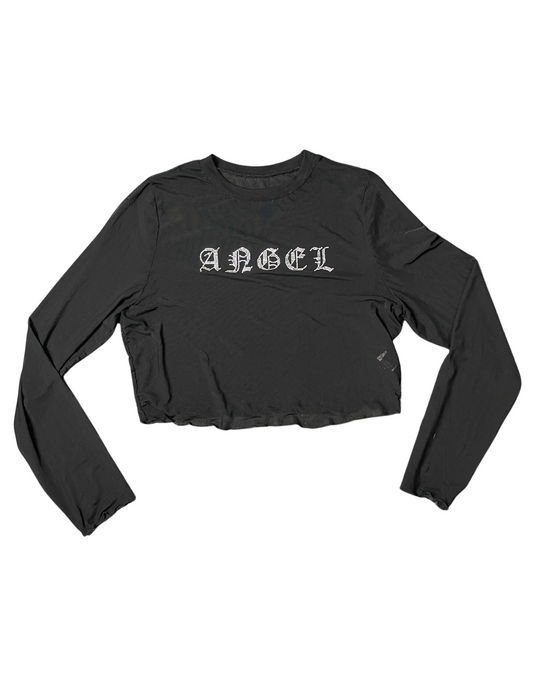 BLACK LONG SLEEVE MESH TOP 2XL