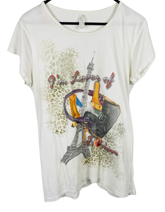 WHITE GRAPHIC T-SHIRT MEDIUM