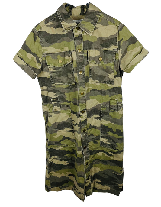 GREEN CAMO DENIM DRESS SIZE 6