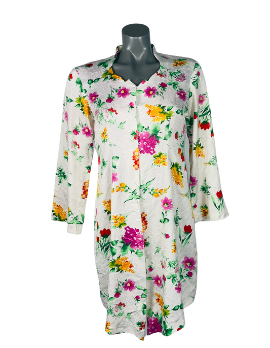 LONG FLOWER COLOUR PRINT BLOUSE SMALL