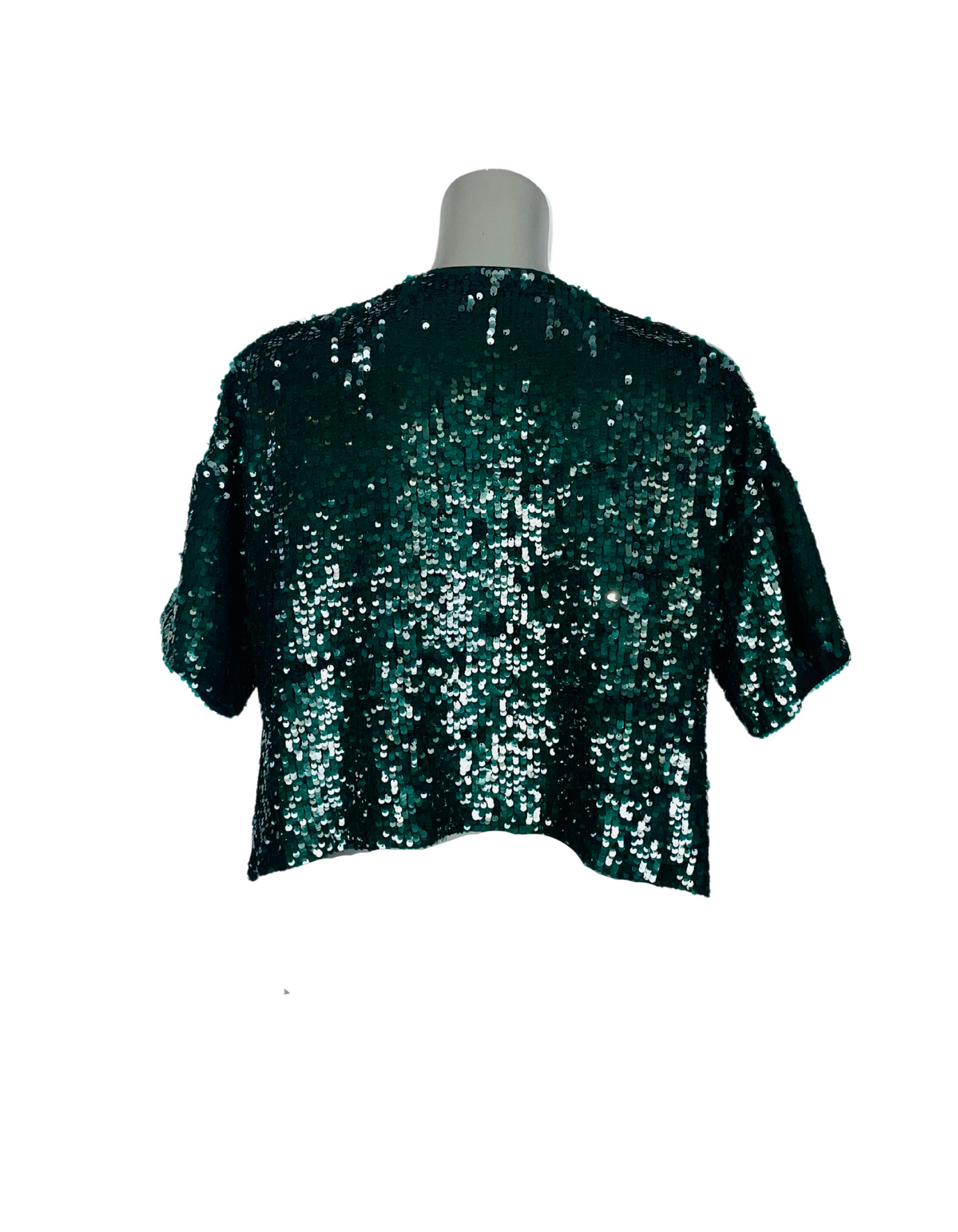 GREEN SEQUIN TOP PETITE SIZE 4