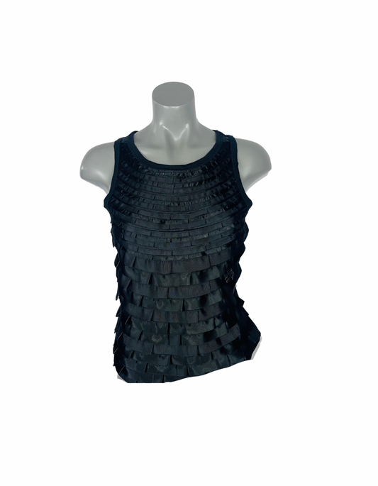 MISS SIXTY BLACK RUFFLE DETAIL TANK TOP