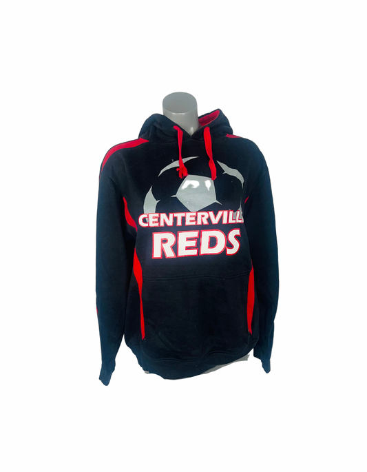 BLACK AND RED LOGO HOODIE SIZE M