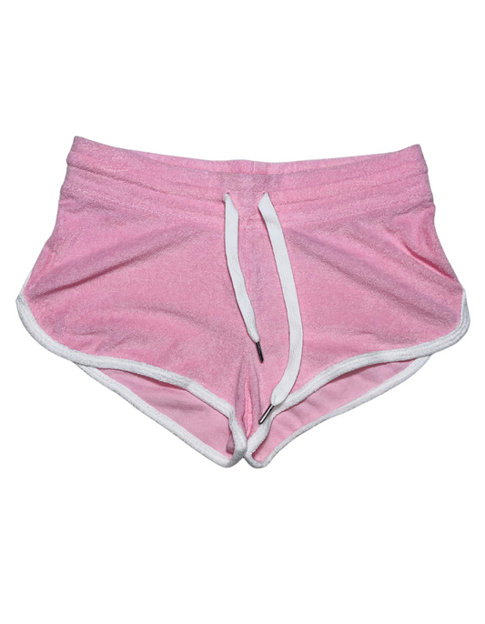 PINK DIVIDED VELOUR SHORTS SMALL