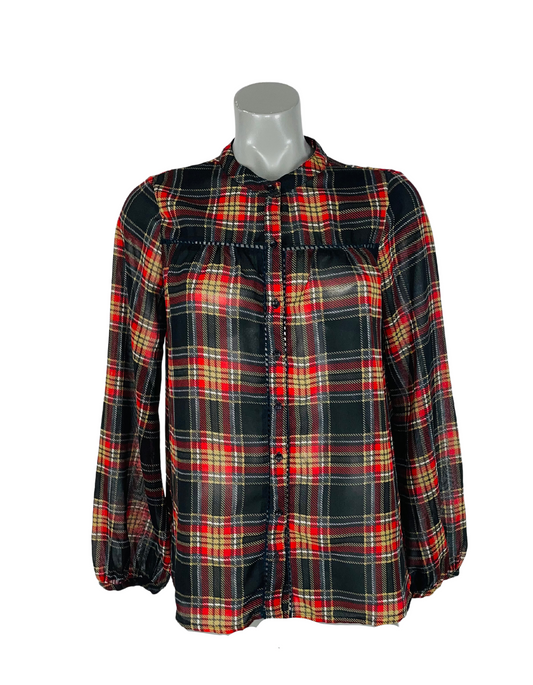 CHECKERED RIVER ISLAND BLOUSE SIZE 10