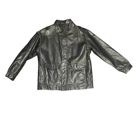 BLACK GENUINE LEATHER JACKET XL