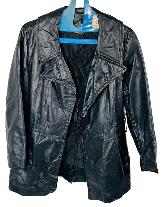 BLACK GENUINE LEATHER JACKET SMALL