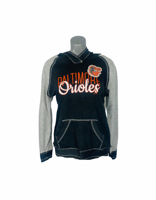 BLACK AND GREY LOGO HOODIE SIZE M