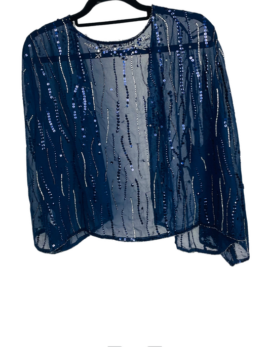 BLUE MESH STYLE CROPPED JACKET SIZE 20