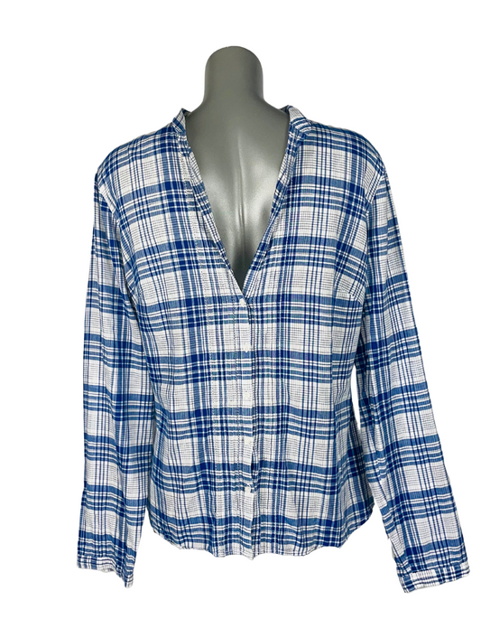 BLUE AND WHITE CHECKERED BLOUSE LARGE