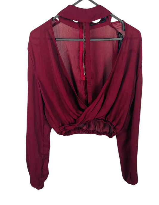 BURGUNDY MISSGUIDED TOP SIZE 6