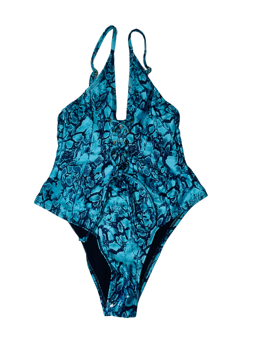 WOLF & WHISTLE SNAKE PRINT LACE UP SWIMSUIT SIZE 10