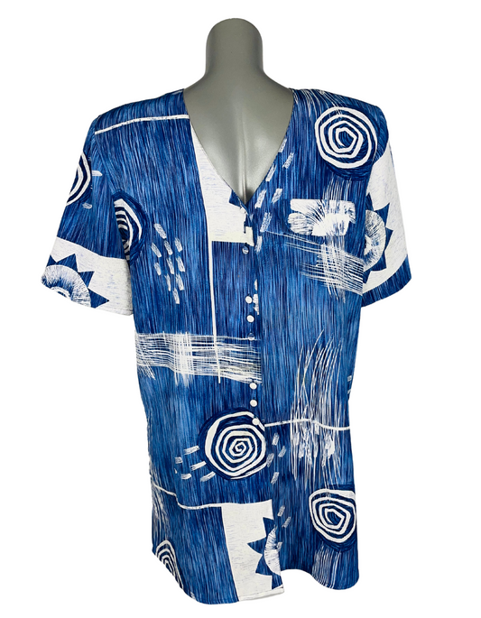 BLUE AND WHITE CHRISTIE & JILL BLOUSE MEDIUM