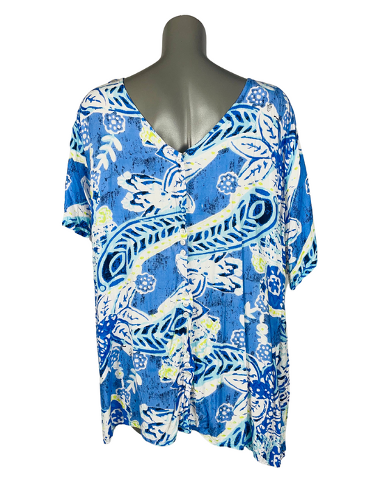 WHITE AND BLUE BLOUSE 3XL