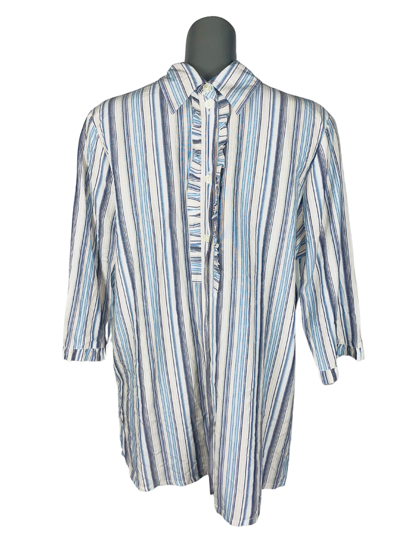BLUE AND WHITE STRIPE SHIRT XL