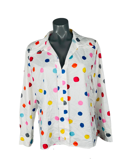 WHITE POLKA DOT BLOUSE XL