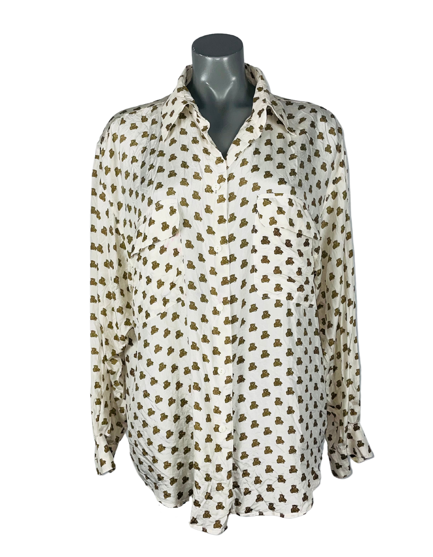 WHITE TEDDY BEAR BLOUSE XL