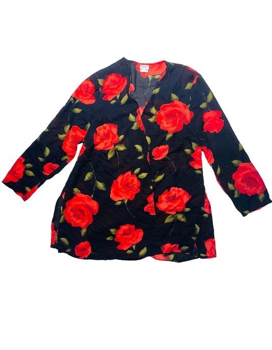 BLACK AND RED BLOUSE CARDIGAN XXL